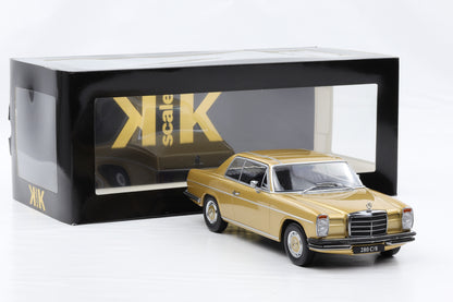 1:18 Mercedes-Benz 280C/8 Coupe W114 1969 metallic gold KK-Scale mit Vitrine