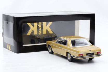 1:18 Mercedes-Benz 280C/8 Coupe W114 1969 metallic gold KK-Scale mit Vitrine