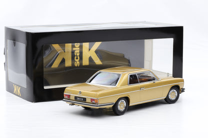 1:18 Mercedes-Benz 280C/8 Coupe W114 1969 metallic gold KK-Scale mit Vitrine