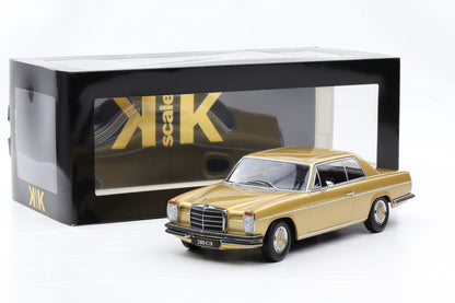 1:18 Mercedes-Benz 280C/8 Coupe W114 1969 metallic gold KK-Scale mit Vitrine