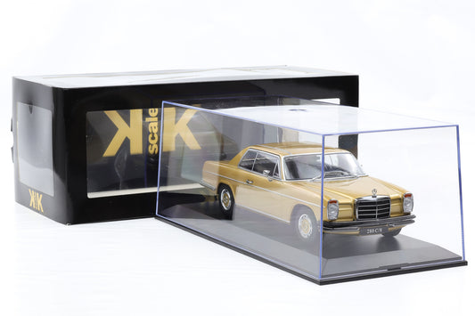 1:18 Mercedes-Benz 280C/8 Coupe W114 1969 metallic gold KK-Scale mit Vitrine