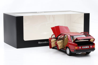 1:18 Norev Mercedes-Benz 190E W201 1982 rot opening Dealer mit Vitrine