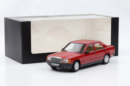 1:18 Norev Mercedes-Benz 190E W201 1982 rot opening Dealer mit Vitrine