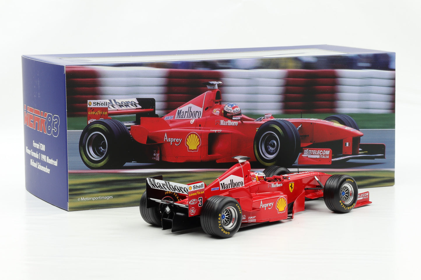 1:18 Werk83 Ferrari F 300 Schumacher F1 Winner GP Kanada Montreal 1998 + Vitrine