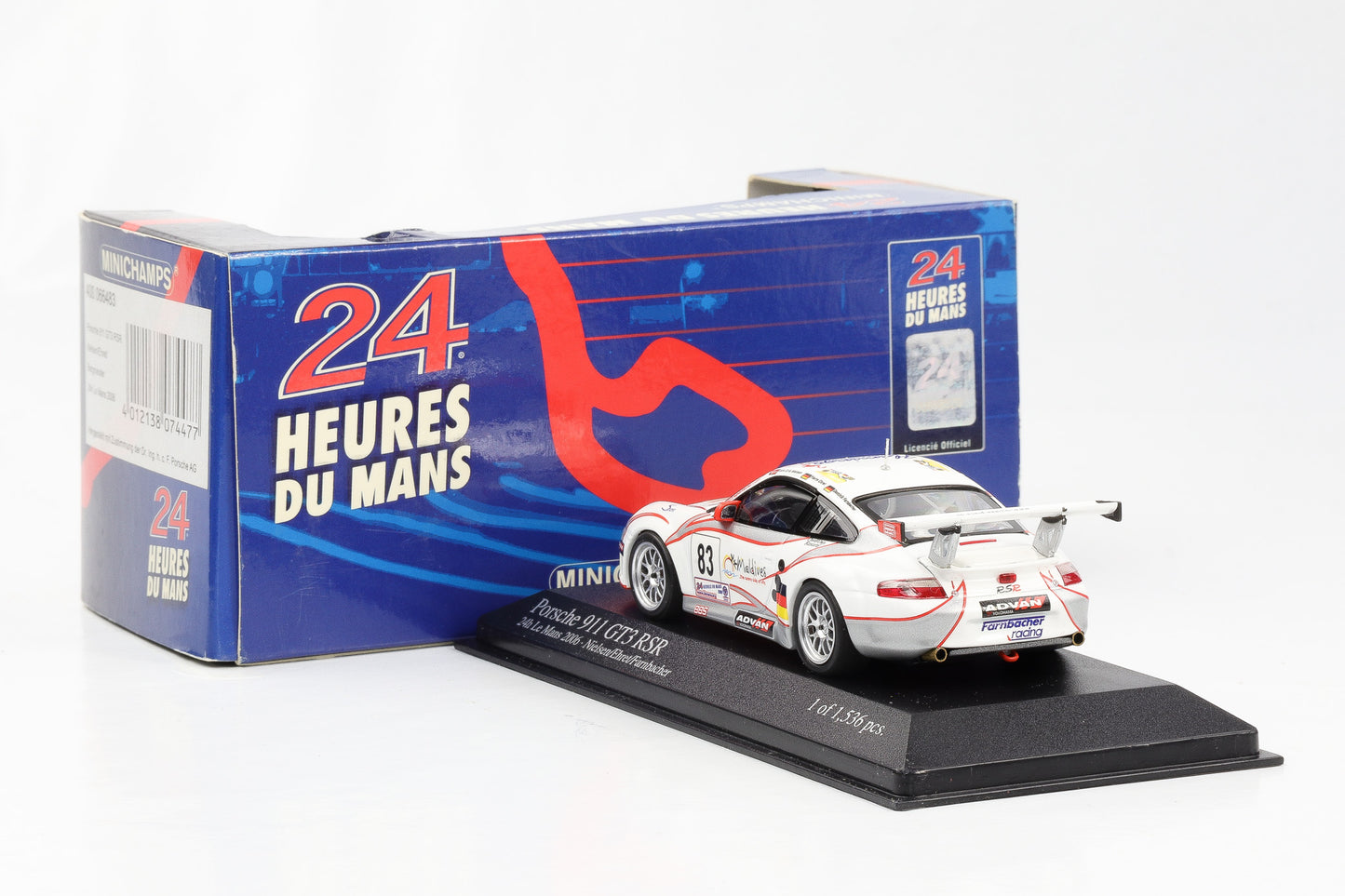 1:43 Minichamps Porsche 911 GT3 RSR 24h Le Mans 2006 L. Nielsen P. Ehret D. Farnbacher