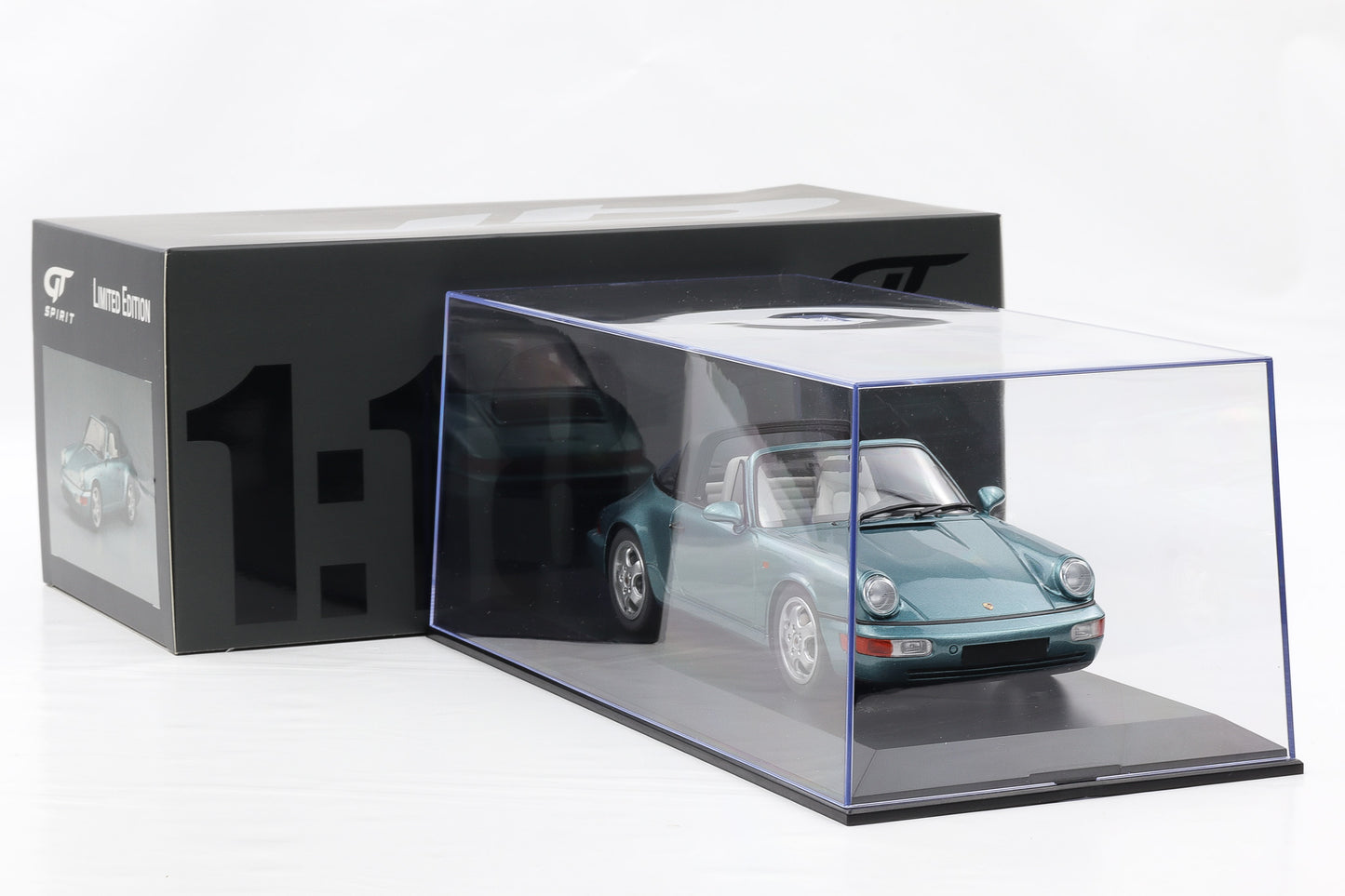 1:18 GT Spirit Porsche 911 964 Targa 1991 türkis metallic GT805 mit Vitrine