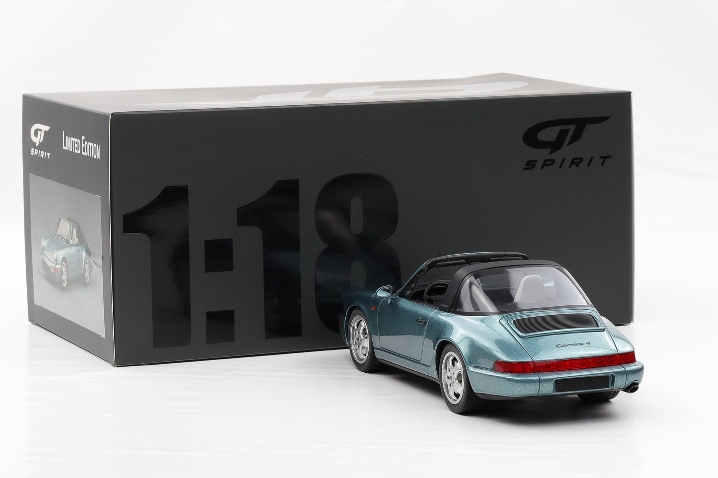 1:18 GT Spirit Porsche 911 964 Targa 1991 türkis metallic GT805 mit Vitrine