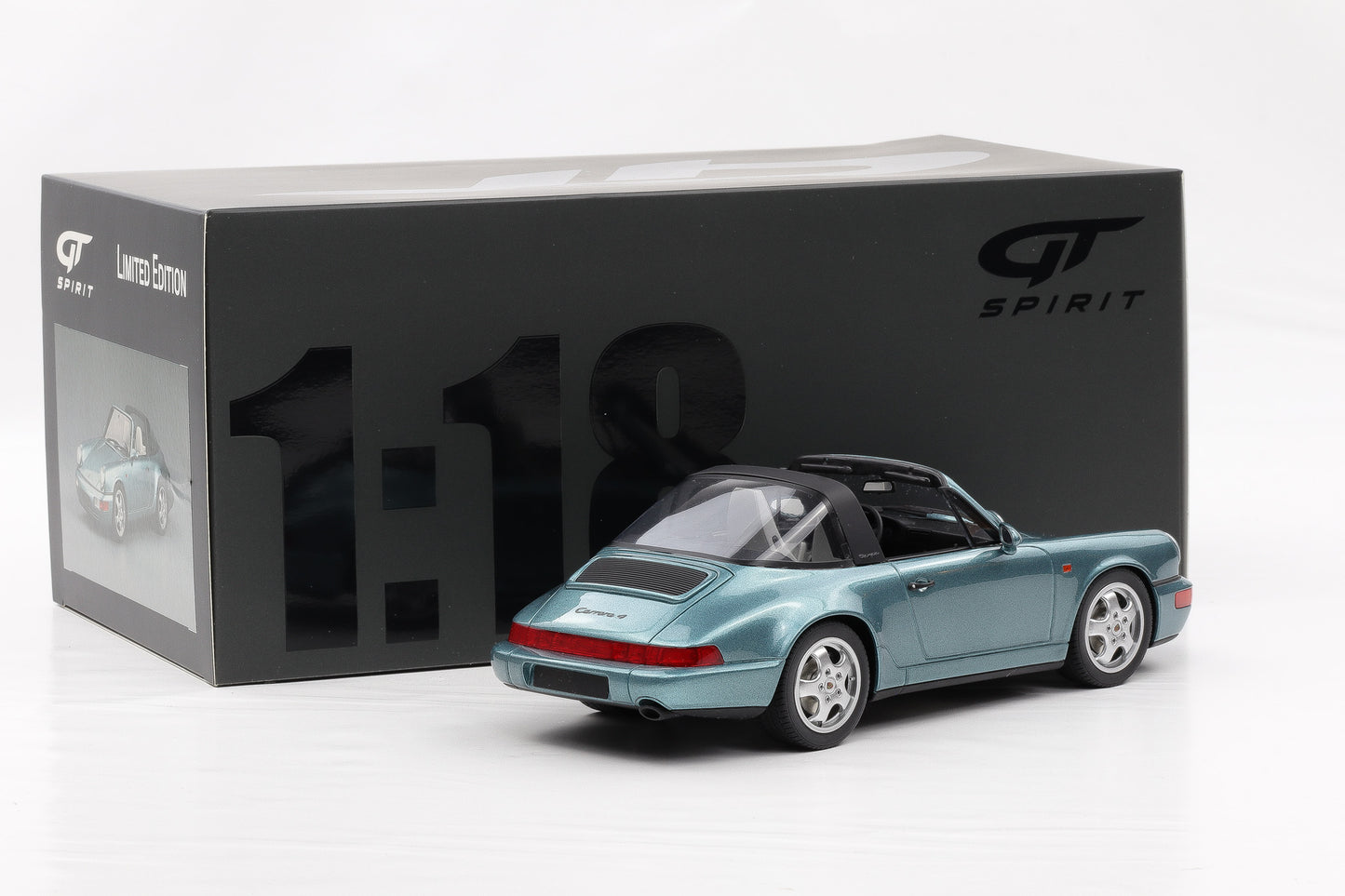 1:18 GT Spirit Porsche 911 964 Targa 1991 türkis metallic GT805 mit Vitrine