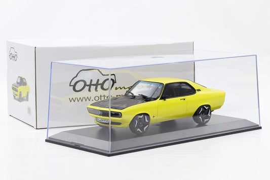 1:18 OTTOmobile Opel Manta GSE Elektromod Coupe yellow 2021 + Vitrine