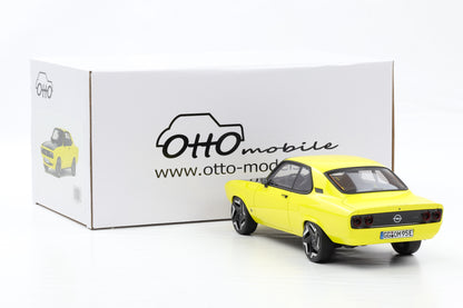 1:18 OTTOmobile Opel Manta GSE Elektromod Coupe yellow 2021 + Vitrine