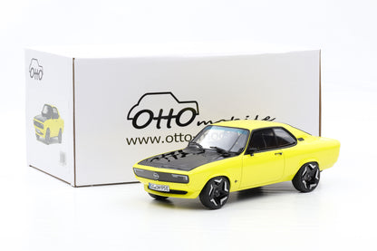 1:18 OTTOmobile Opel Manta GSE Elektromod Coupe yellow 2021 + Vitrine