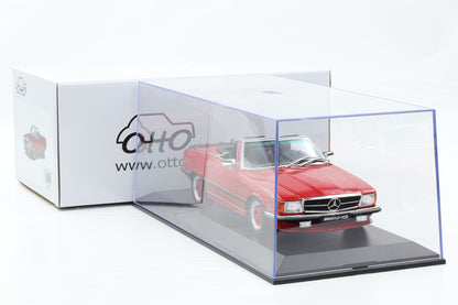 1:18 OTTOmobile Mercedes-Benz 500SL R107 AMG rot 1986 mit Vitrine