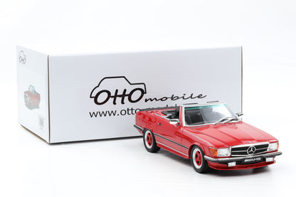 1:18 OTTOmobile Mercedes-Benz 500SL R107 AMG rot 1986 mit Vitrine