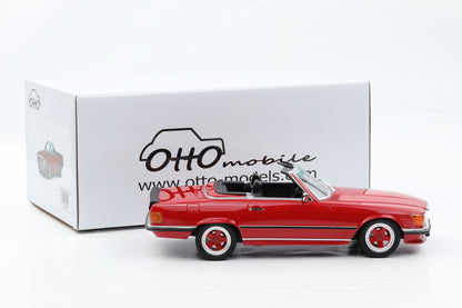 1:18 OTTOmobile Mercedes-Benz 500SL R107 AMG rot 1986 mit Vitrine