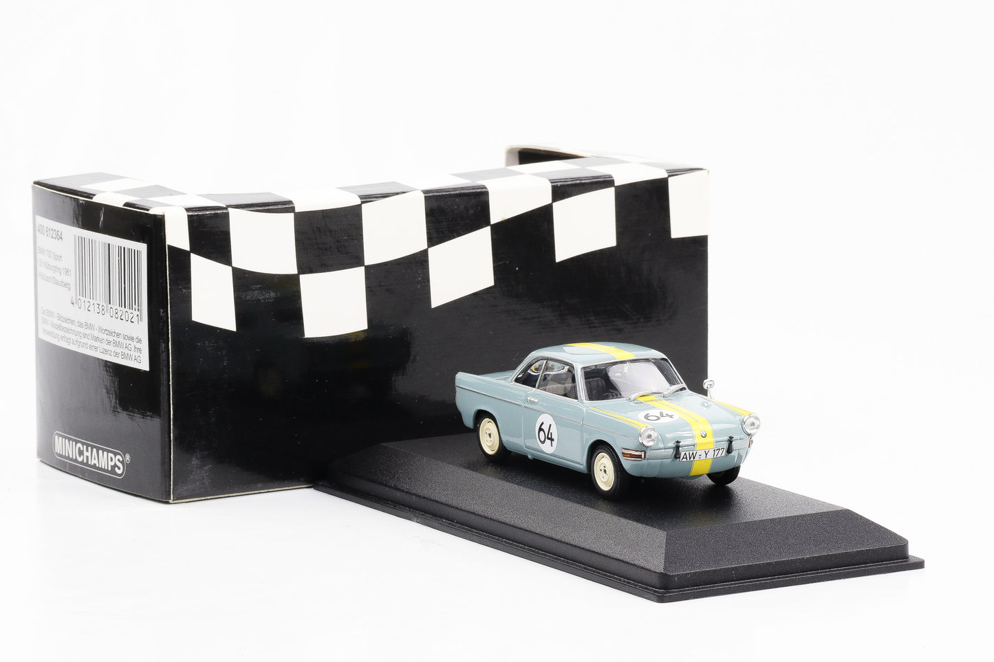 1:43 Minichamps BMW 700 Sport 12h for Touring Cars Nürburgring 1961 Hülbüsch Stausberg #64