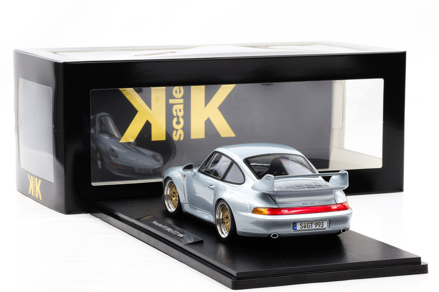 1:18 KK Scale Porsche 911 993 GT2 1996 polarsilber mit BBS Felgen / Diecast