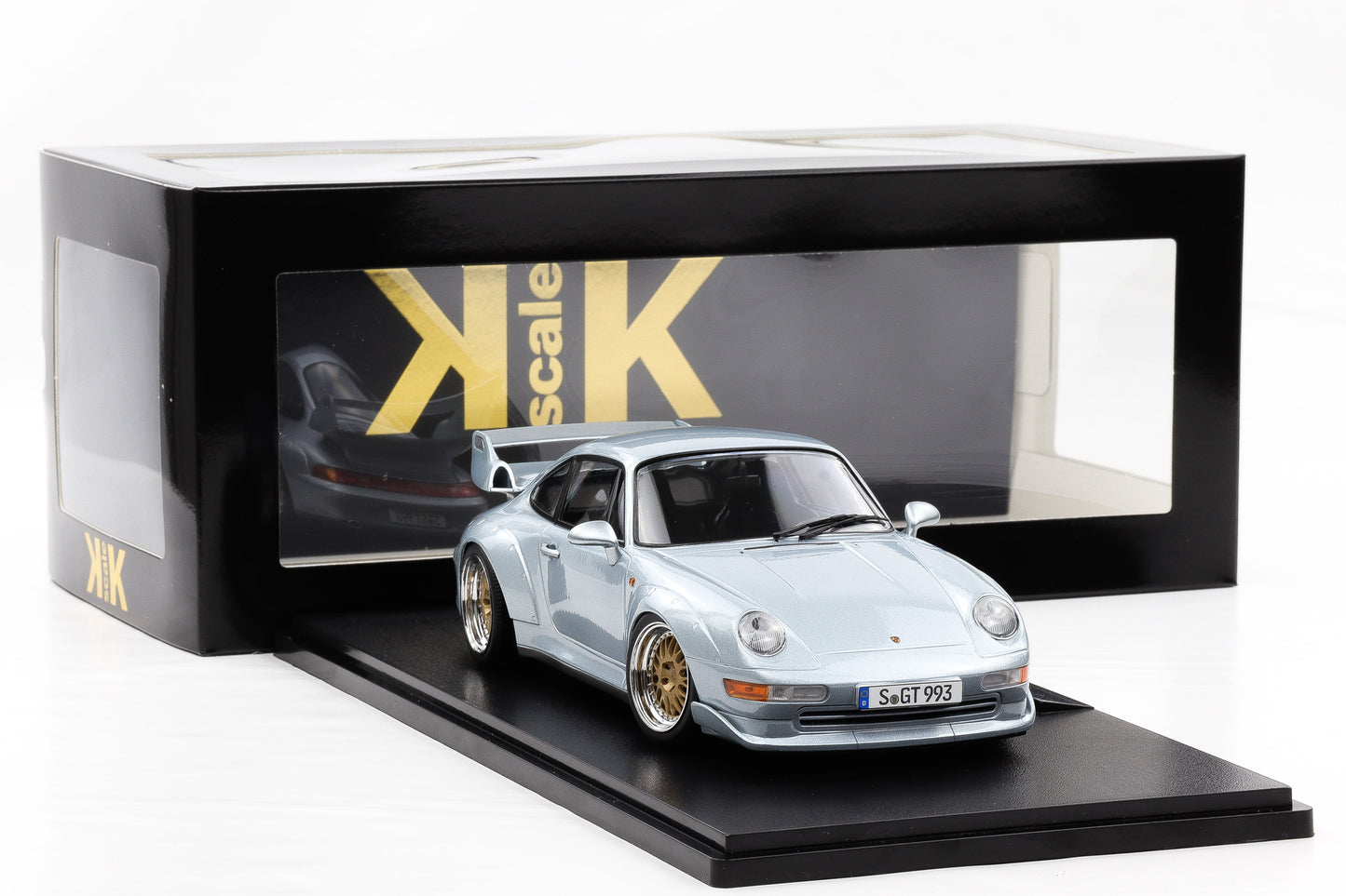 1:18 KK Scale Porsche 911 993 GT2 1996 polarsilber mit BBS Felgen / Diecast