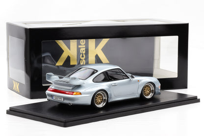 1:18 KK Scale Porsche 911 993 GT2 1996 polarsilber mit BBS Felgen / Diecast