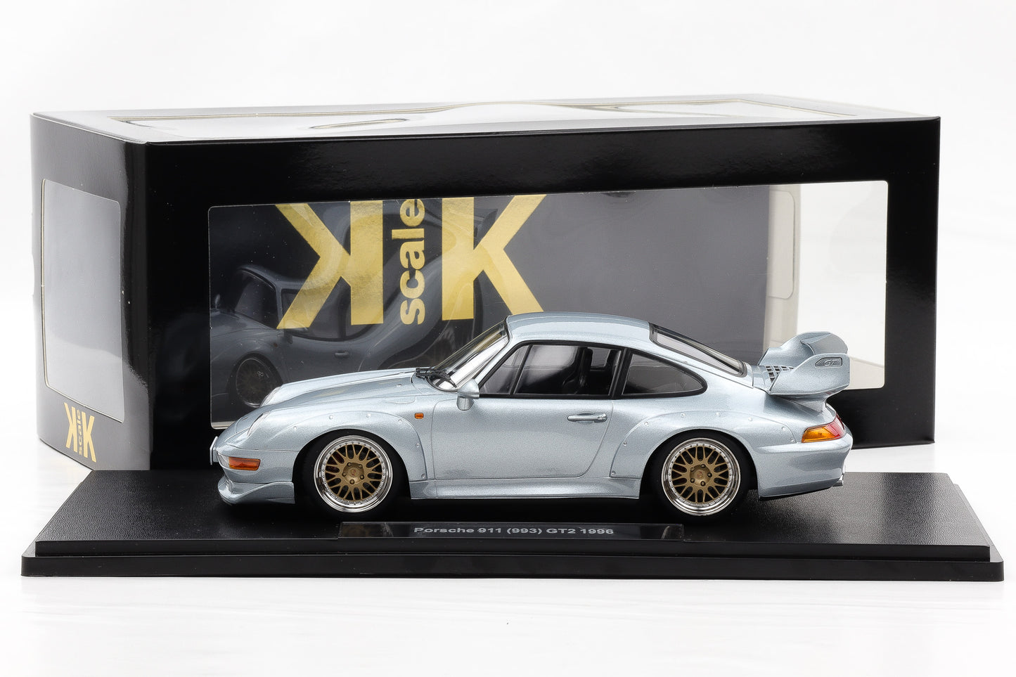 1:18 KK Scale Porsche 911 993 GT2 1996 polarsilber mit BBS Felgen / Diecast