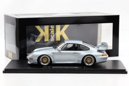 1:18 KK Scale Porsche 911 993 GT2 1996 polarsilber mit BBS Felgen / Diecast