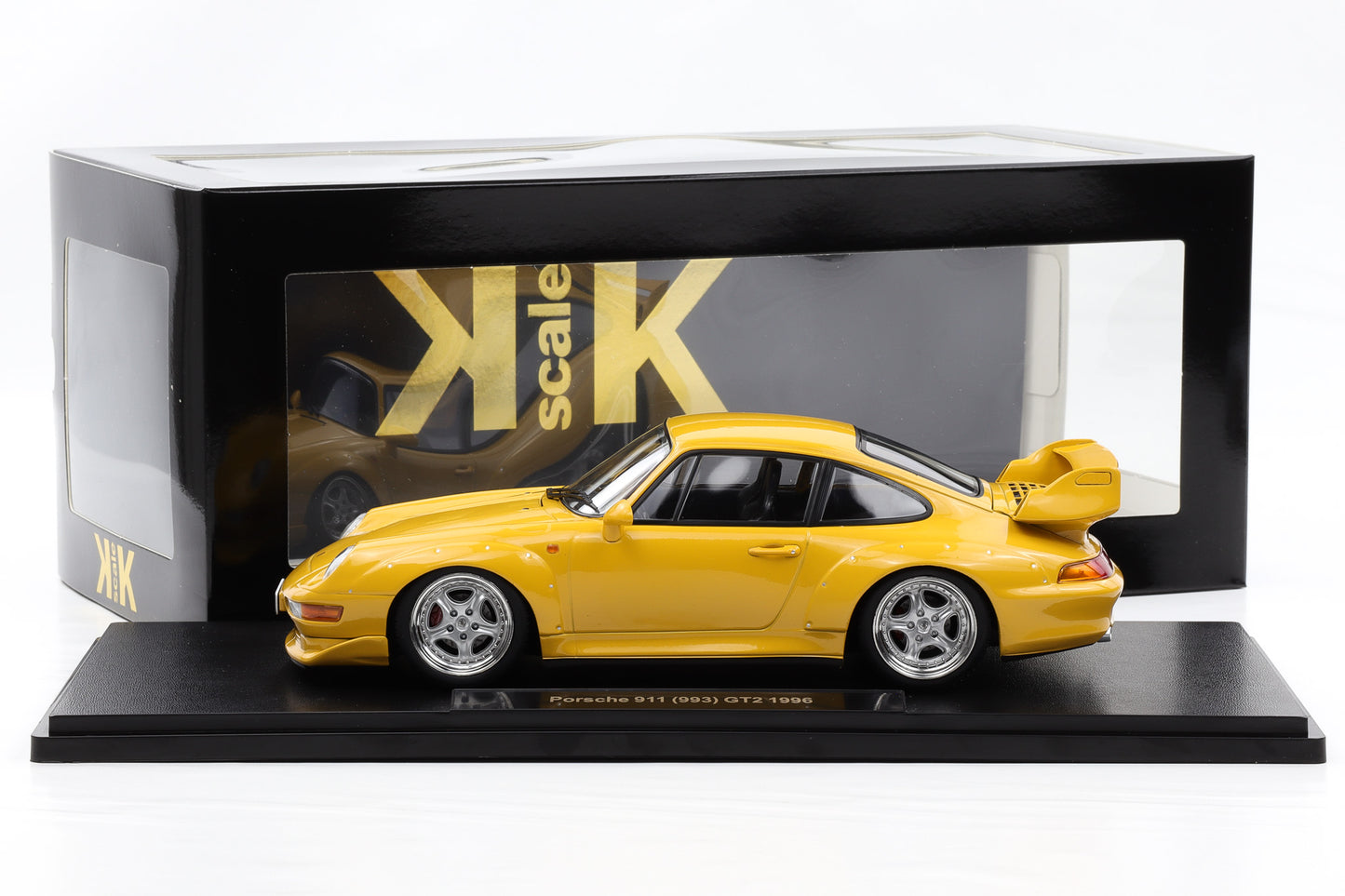 1:18 KK Scale Porsche 911 993 GT2 1996 speedgelb mit Speedline Felgen / Diecast