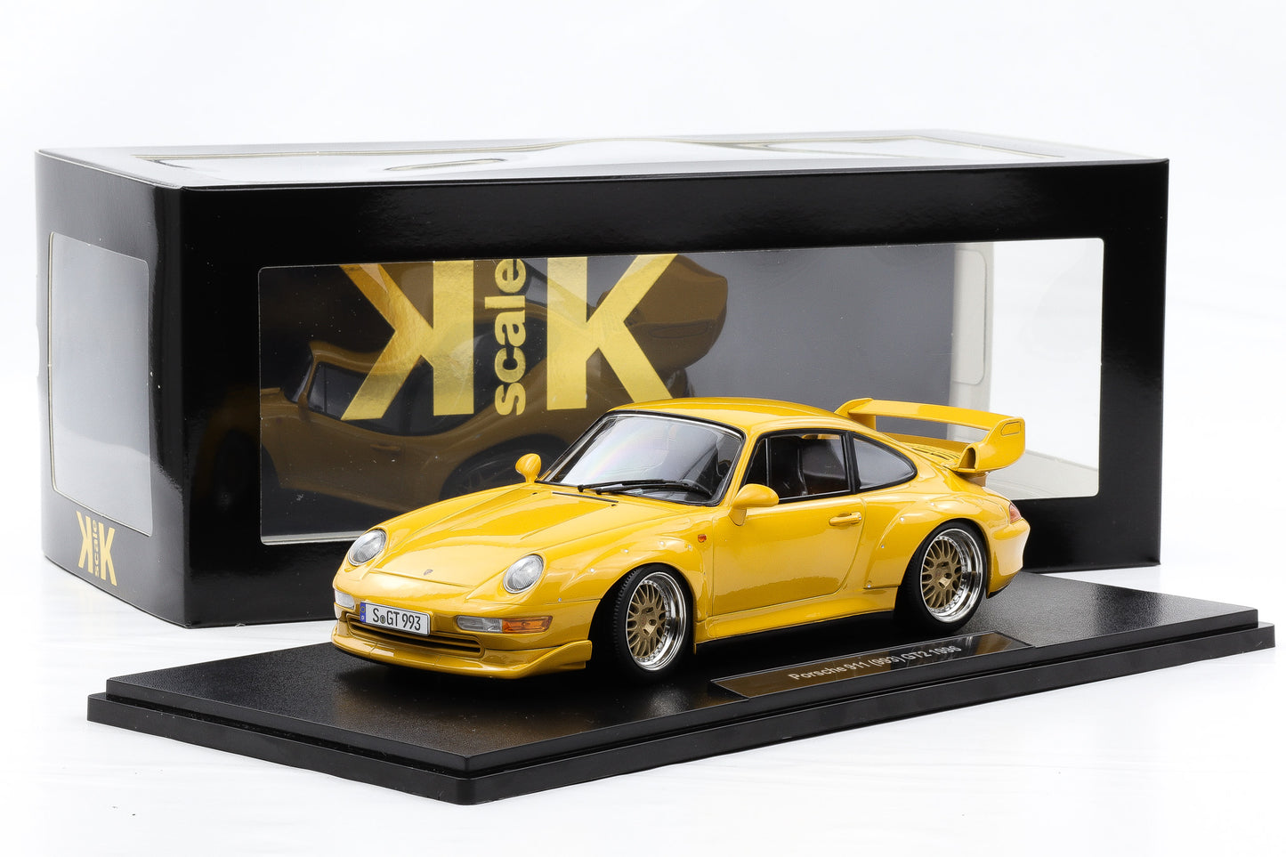 1:18 KK Scale Porsche 911 993 GT2 1996 speedgelb mit BBS Felgen / Diecast