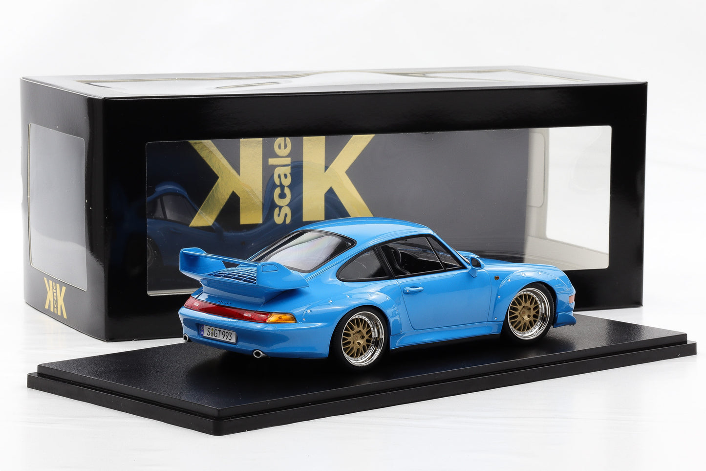 1:18 KK Scale Porsche 911 993 GT2 1996 Riveria blau mit BBS Felgen / Diecast