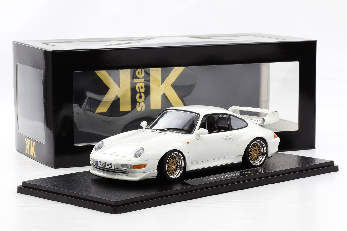1:18 KK Scale Porsche 911 993 GT2 1996 Grandprix white mit BBS Felgen / Diecast