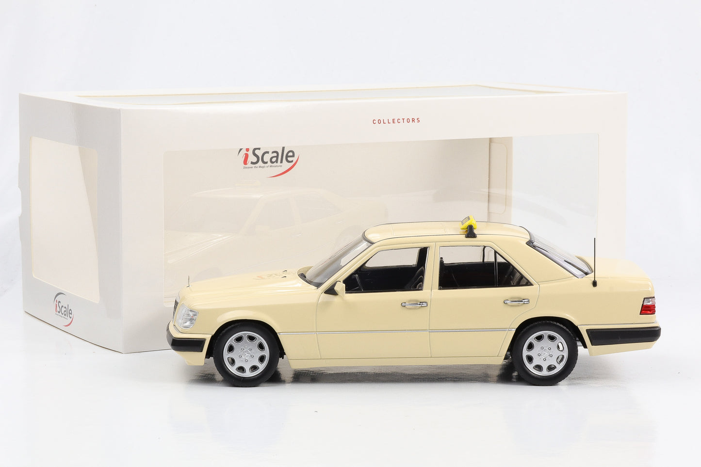 1:18 Mercedes-Benz E-Klasse E320 hellelfenbein TAXI 1989 iScale diecast