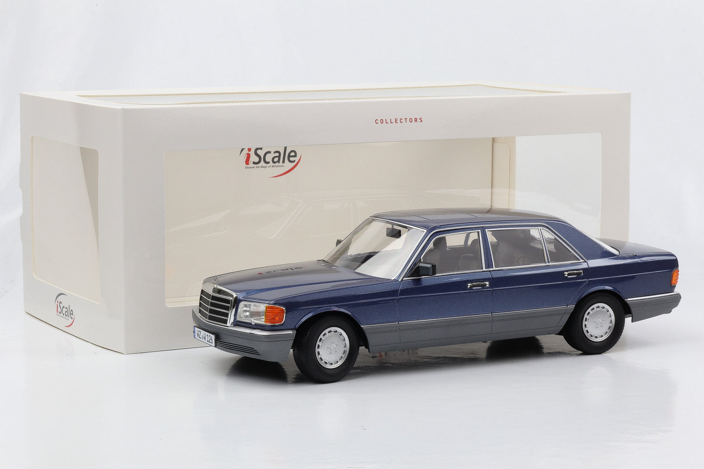 1:18 Mercedes-Benz S-Klasse 560 SEL W126 nauticblau metallic iScale diecast