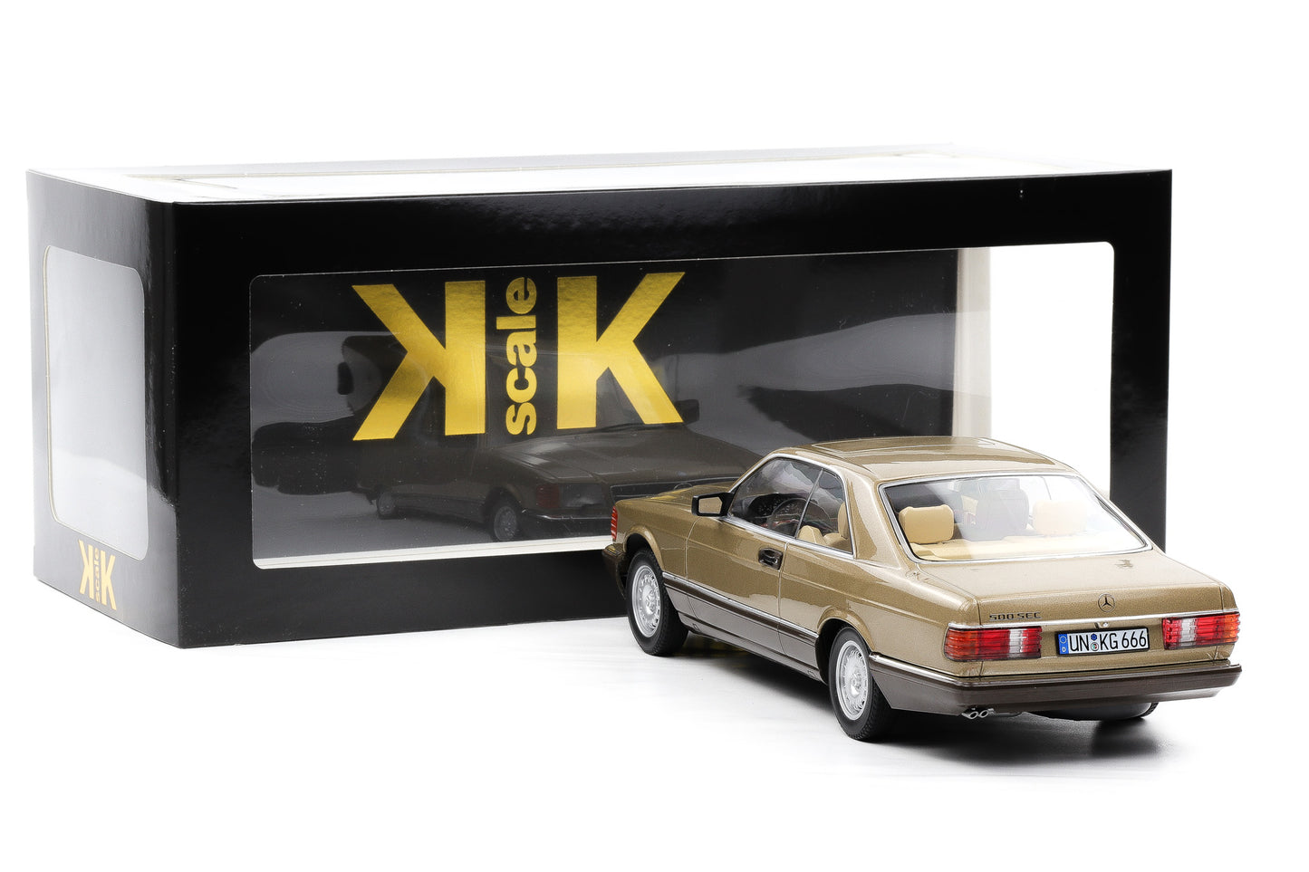 1:18 KK-Scale Mercedes-Benz 500 SEC C126 Coupe 1987 gold metallic diecast
