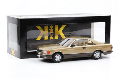 1:18 KK-Scale Mercedes-Benz 500 SEC C126 Coupe 1987 gold metallic diecast
