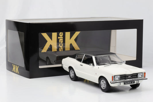 Ford Taunus GT Coupé 1:18 con tetto in vinile 1971 bianco opaco nero scala KK