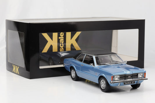 1:18 Ford Taunus GT Limousine 1971 blau metallic Dach schwarz 1:18 KK-Scale diecast