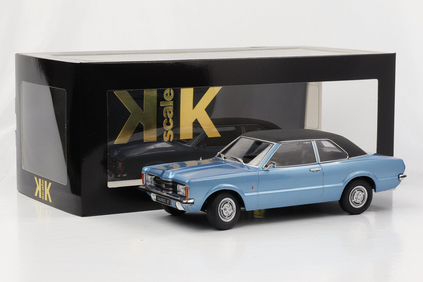 1:18 Ford Taunus GT Limousine 1971 blau metallic Dach schwarz 1:18 KK-Scale diecast