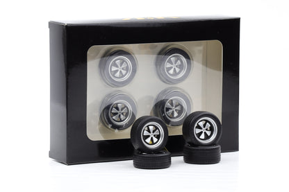 1:18 4 Felgen Set Porsche Turbo Fuchsfelgen silber 35mm mit Reifen KK-Scale