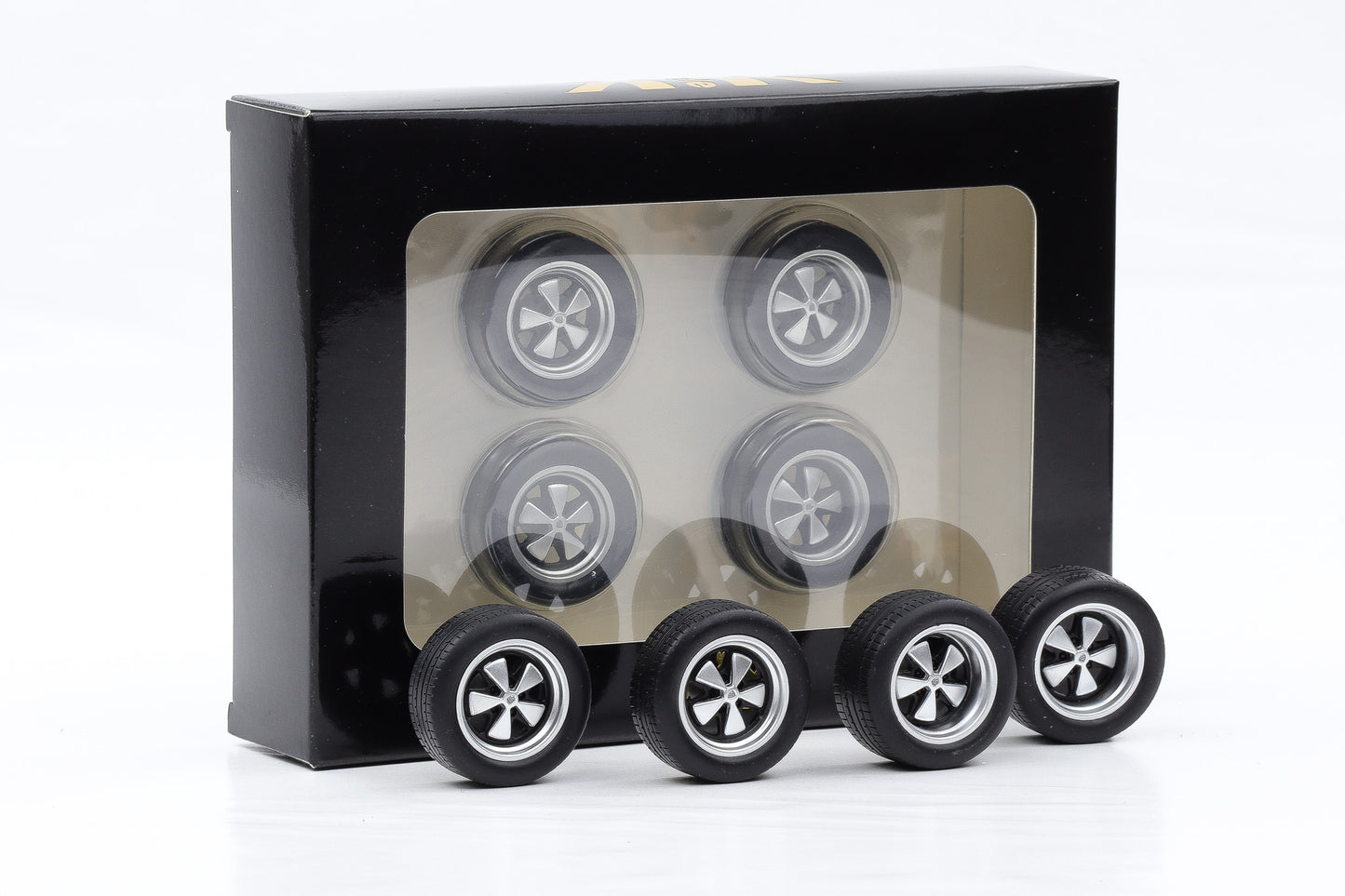 1:18 4 Felgen Set Porsche Turbo Fuchsfelgen silber 35mm mit Reifen KK-Scale