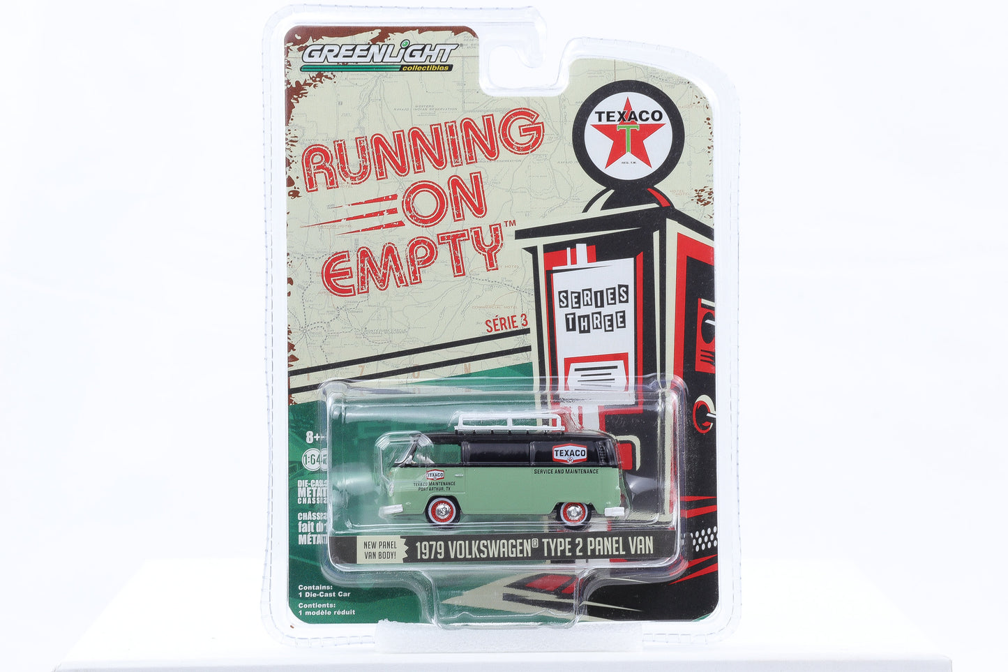 1:64 Greenlight 1979 Volkswagen Type 2 Panel Van Texaco Running on Empty Series