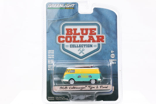 1:64 Greenlight 1968 Volkswagen Type 2 Panel gelb-türkis Blue Collar Collection
