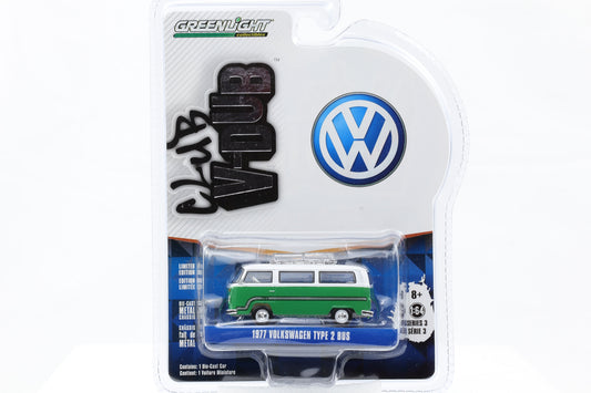 1:64 Greenlight 1977 Volkswagen Type 2 Bus weiß-grün Club V-DUB Series