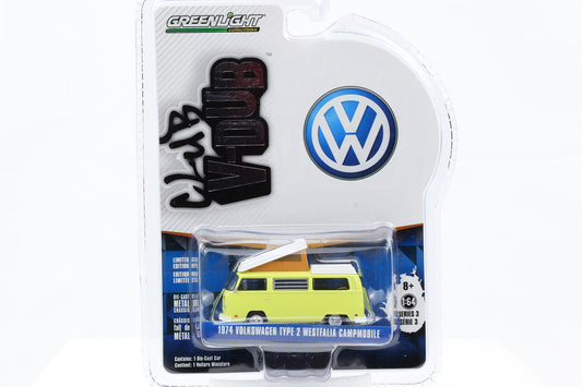 1:64 Greenlight 1974 Volkswagen Type 2 Westfalia Campmobile gelb Club V-DUB Series