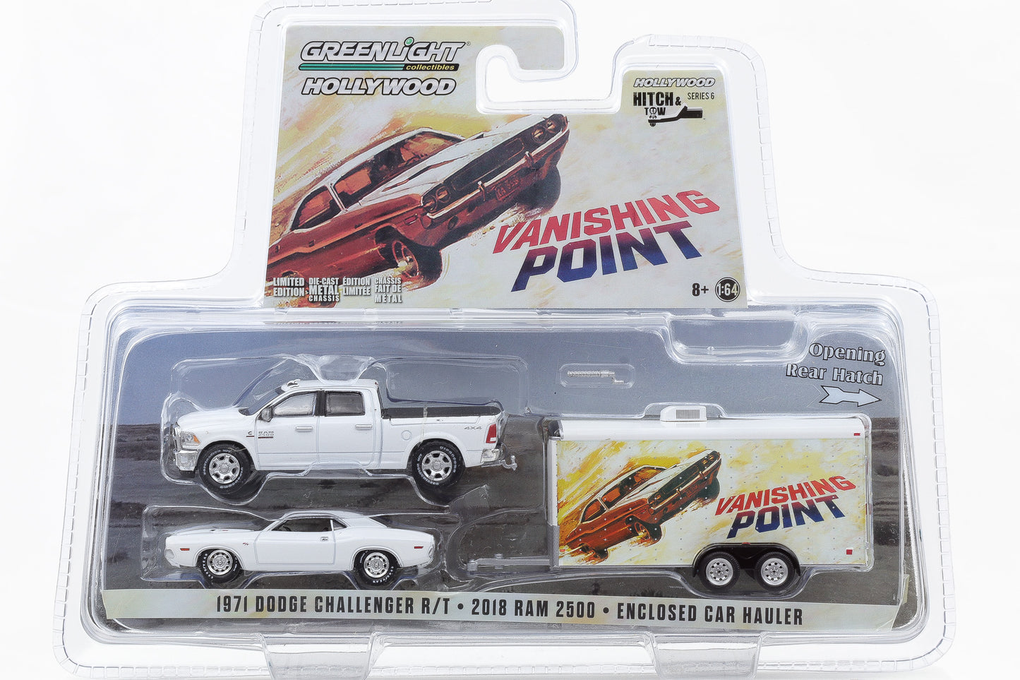 1:64 Greenlight 1971 Dodge Challenger R/T 2018 RAM 2500 Car Hauler Vanishing Point