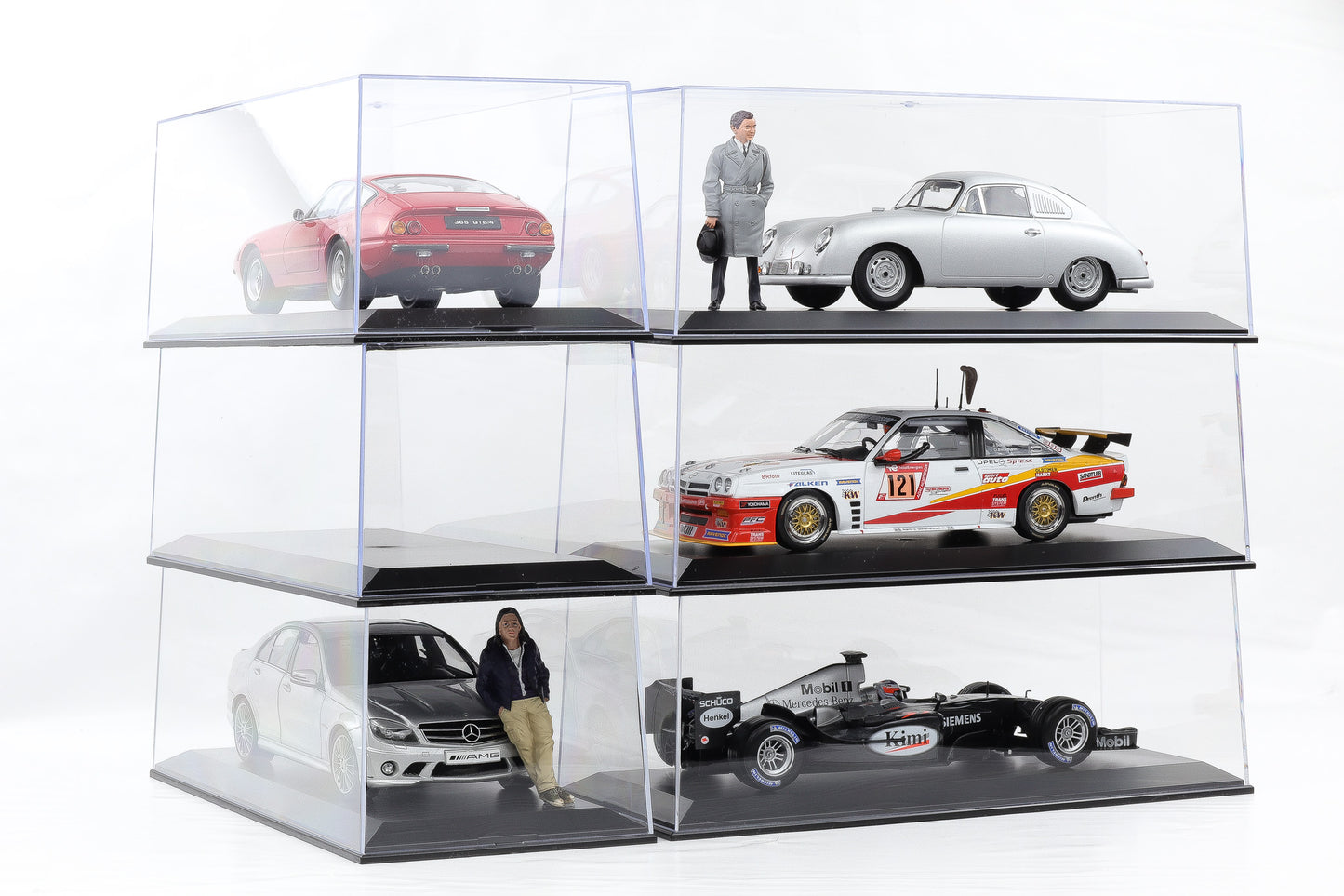 1:18 Klarsichtbox Kunststoff Vitrine Diorama Acrylbox ohne Inhalt 6er Set - stapelbar