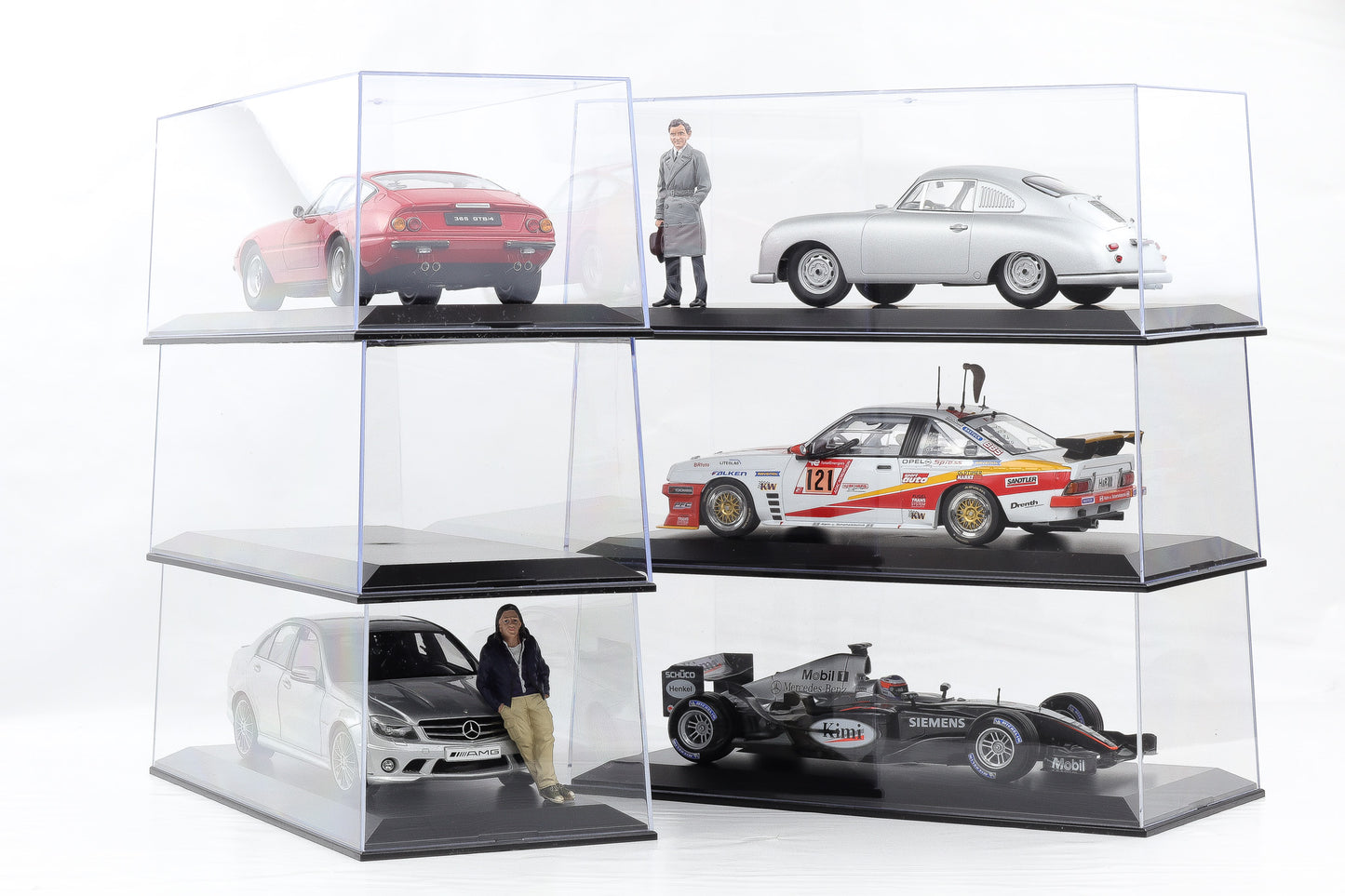 1:18 Klarsichtbox Kunststoff Vitrine Diorama Acrylbox ohne Inhalt 6er Set - stapelbar