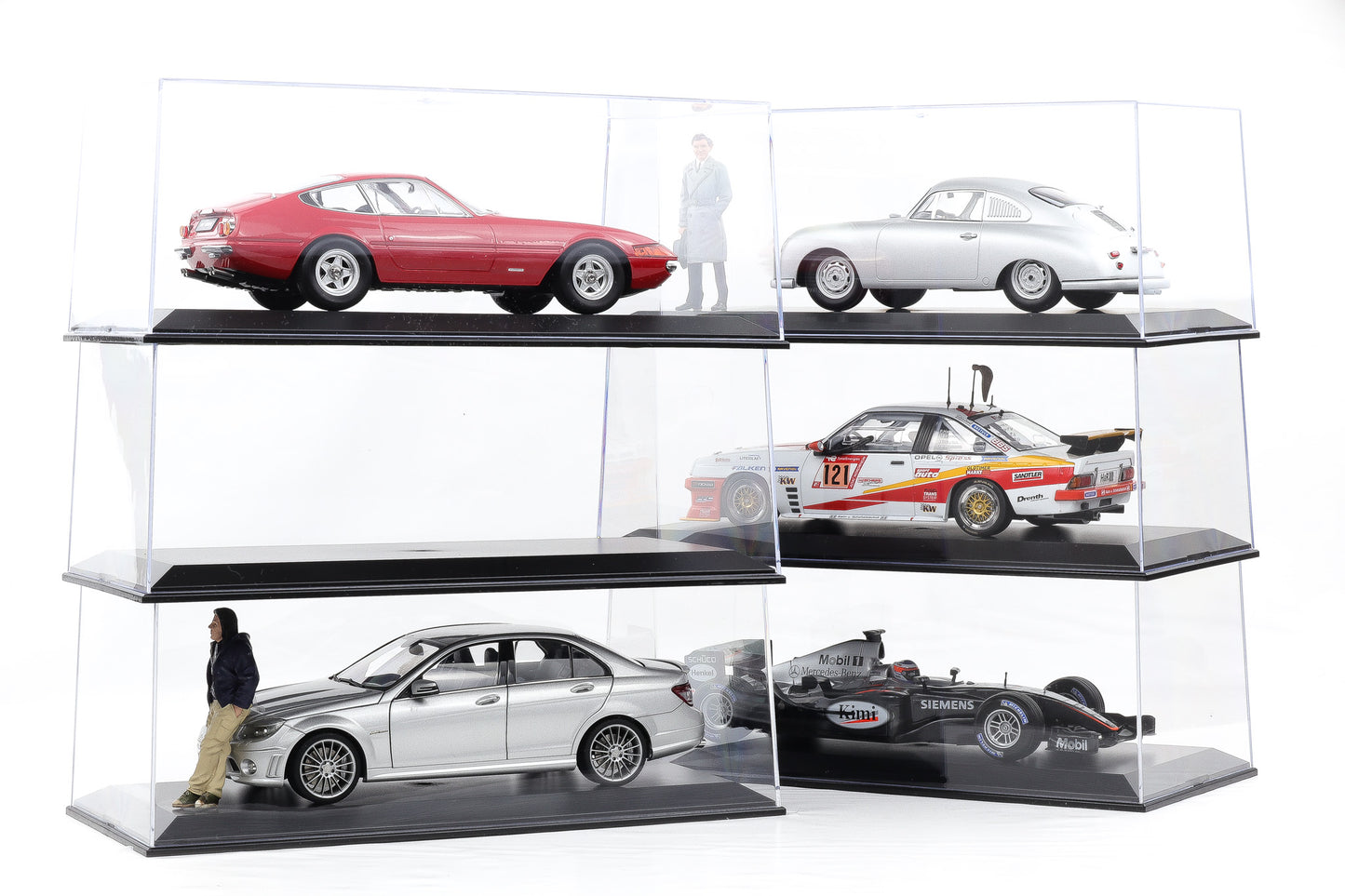 1:18 Klarsichtbox Kunststoff Vitrine Diorama Acrylbox ohne Inhalt 6er Set - stapelbar