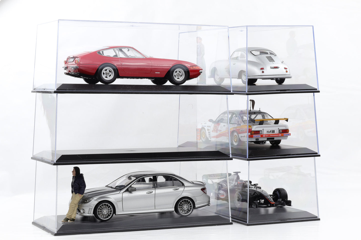 1:18 Klarsichtbox Kunststoff Vitrine Diorama Acrylbox ohne Inhalt 6er Set - stapelbar