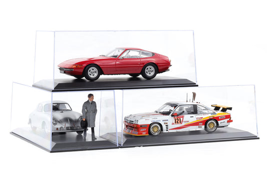 1:18 Klarsichtbox Kunststoff Vitrine Diorama Acrylbox ohne Inhalt 3er Set - stapelbar
