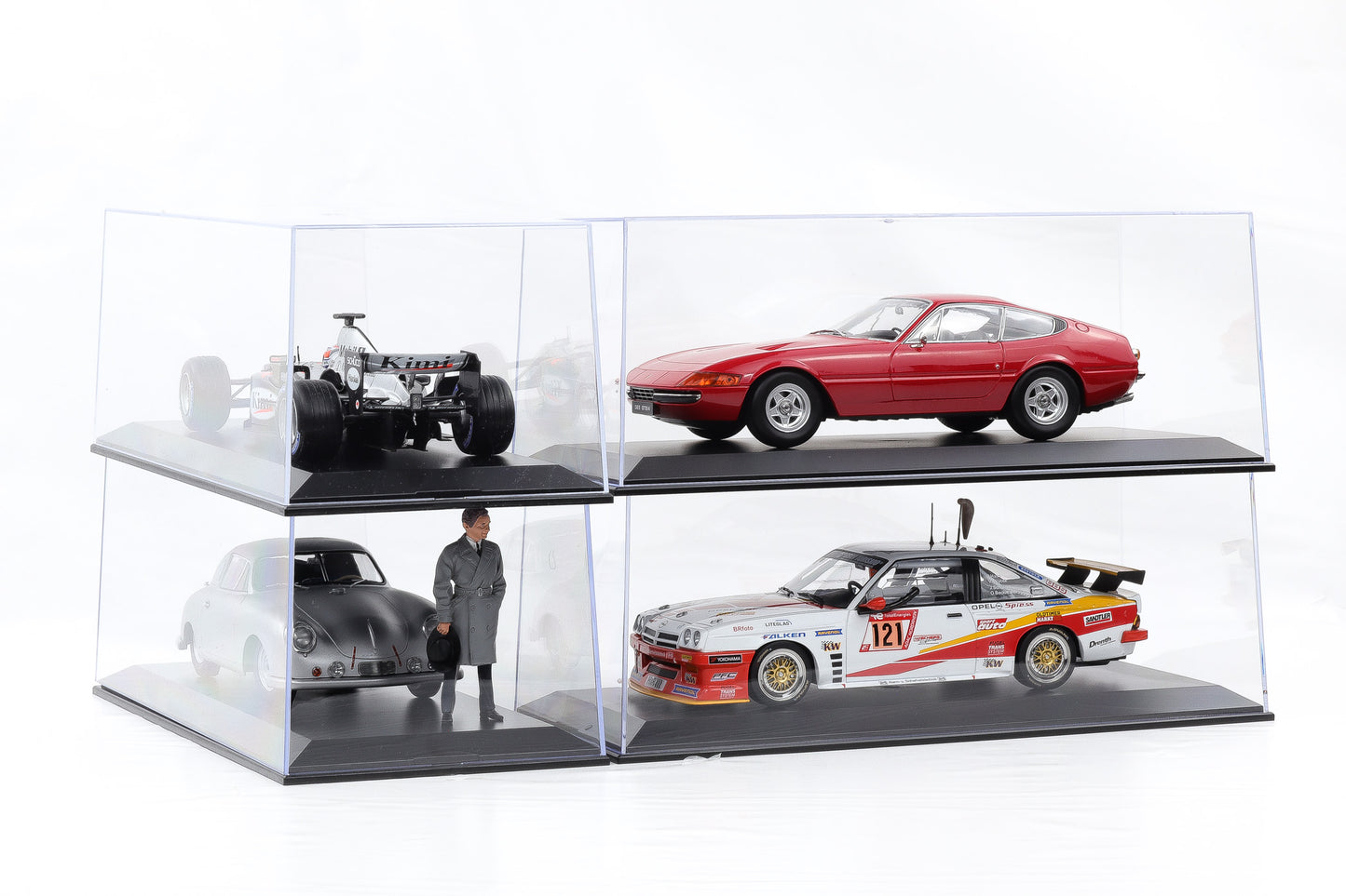 1:18 Klarsichtbox Kunststoff Vitrine Diorama Acrylbox ohne Inhalt 4er Set - stapelbar
