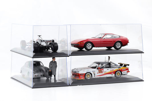 1:18 Klarsichtbox Kunststoff Vitrine Diorama Acrylbox ohne Inhalt 4er Set - stapelbar