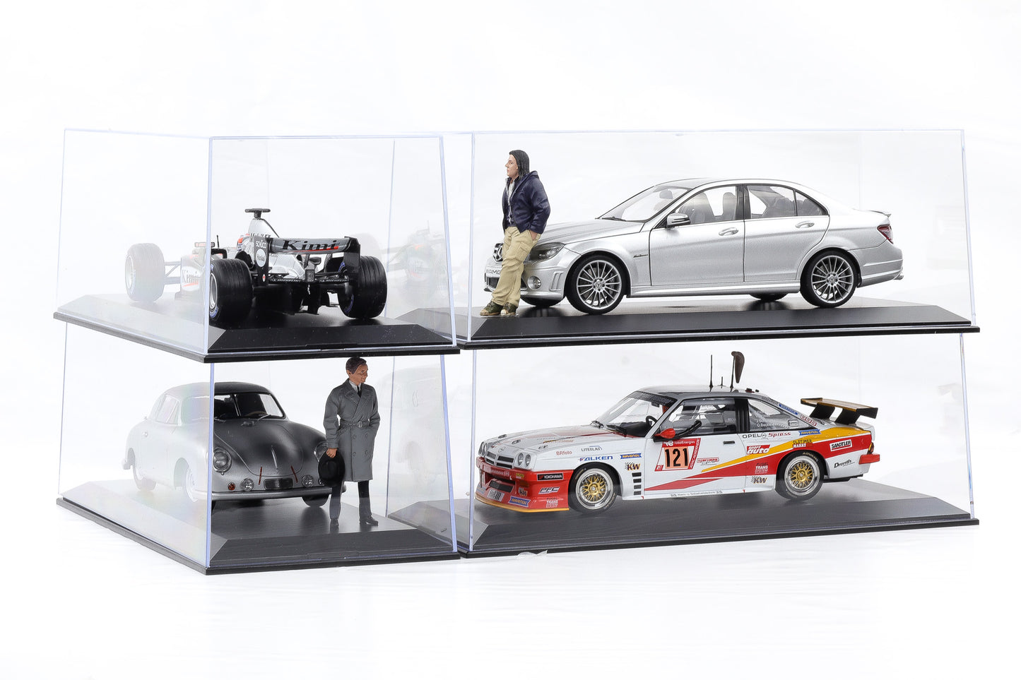 1:18 Klarsichtbox Kunststoff Vitrine Diorama Acrylbox ohne Inhalt 4er Set - stapelbar
